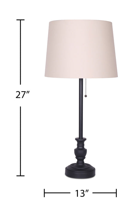 Quinn Traditional Black 3-Piece Set, Floor and Two Table Lamps