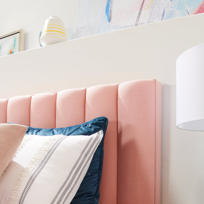 Kort & Co. Rain Upholstered Platform Bed in Pink Fabric, Tufted - Full Size