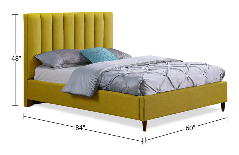 Kort & Co. Rain Upholstered Platform Bed in Green Fabric, Tufted - Full Size