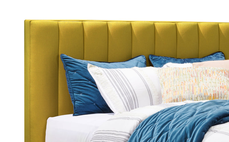 Kort & Co. Rain Upholstered Platform Bed in Green Fabric, Tufted - Full Size