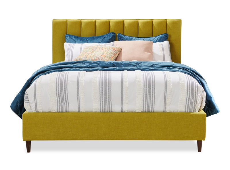 Kort & Co. Rain Upholstered Platform Bed in Green Fabric, Tufted - Full Size