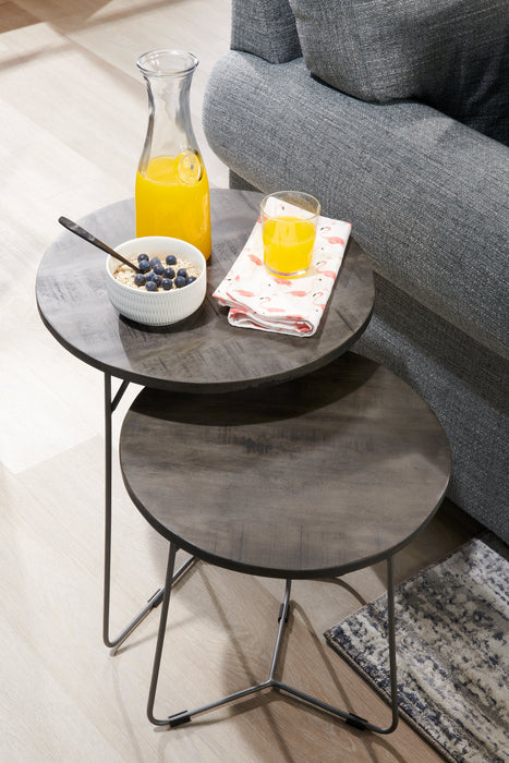 Remmi 18\" 2-Pack Nesting Accent Tables - Sand grey and gun metal grey 
