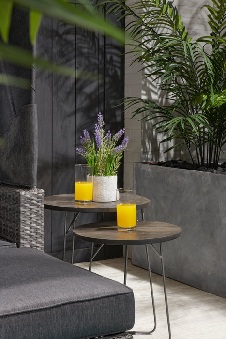 Remmi 18\" 2-Pack Nesting Accent Tables - Sand grey and gun metal grey 