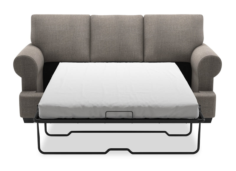 Made in Canada Customizable Sofa Lab Roll 86\" Linen-Look Fabric Sofa Bed with Rolled Arms - Luna Smoke Grey