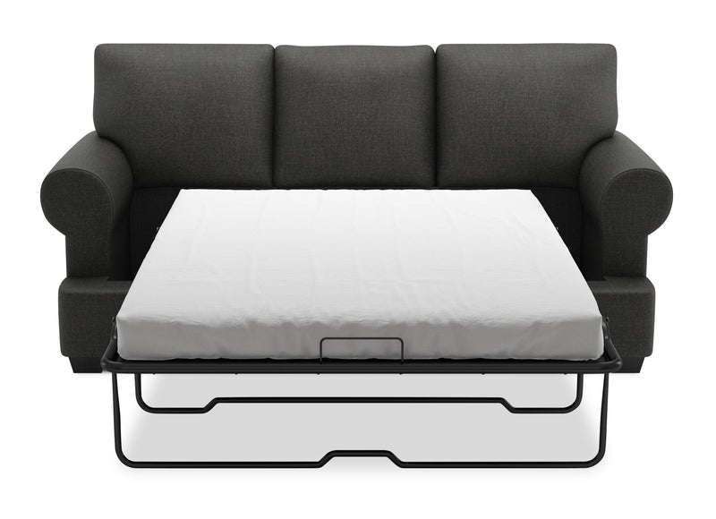 Made in Canada Customizable Sofa Lab Roll 86\" Linen-Look Fabric Sofa Bed with Rolled Arms - Luna Kohl Grey