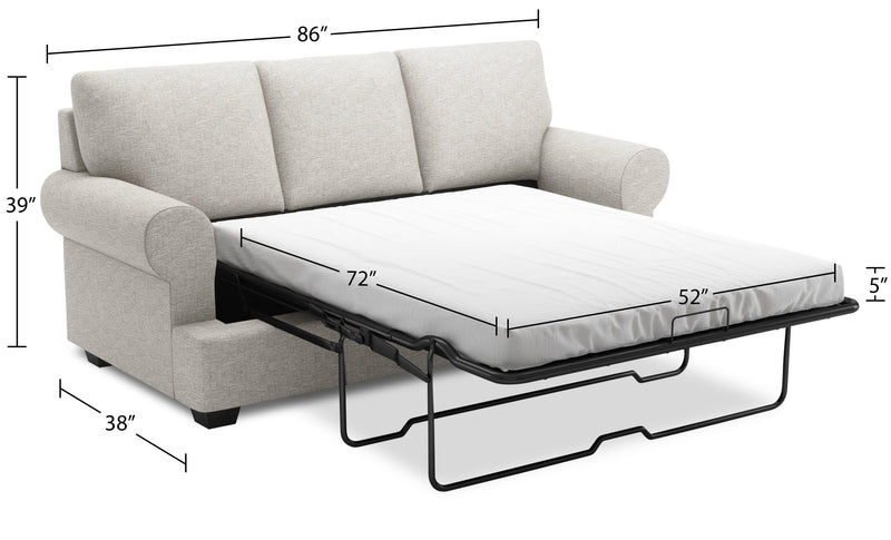 Made in Canada Customizable Sofa Lab Roll 86\" Chenille Fabric Sofa Bed with Rolled Arms - Luxury Silver