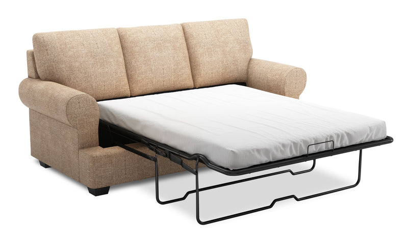 Made in Canada Customizable Sofa Lab Roll 86\" Chenille Fabric Sofa Bed with Rolled Arms - Luxury Taupe