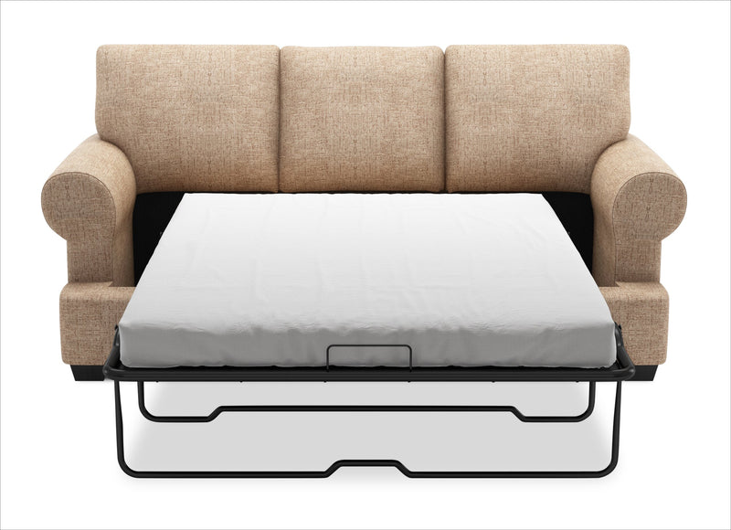 Made in Canada Customizable Sofa Lab Roll 86\" Chenille Fabric Sofa Bed with Rolled Arms - Luxury Taupe