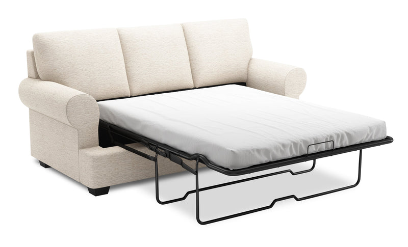 Made in Canada Customizable Sofa Lab Roll 86\" Chenille Fabric Sofa Bed with Rolled Arms - Luxury Sand Beige