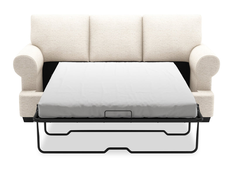 Made in Canada Customizable Sofa Lab Roll 86\" Chenille Fabric Sofa Bed with Rolled Arms - Luxury Sand Beige