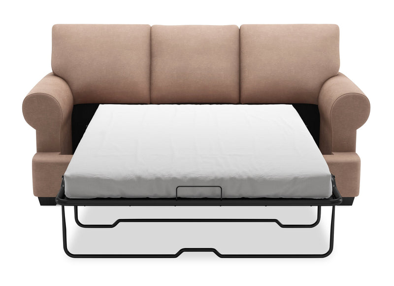 Made in Canada Customizable Sofa Lab Roll 86\" Linen-Look Fabric Sofa Bed with Rolled Arms - Pax Wicker Brown