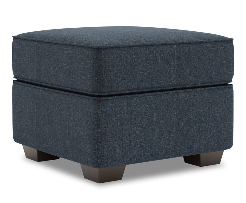 Made in Canada Customizable Sofa Lab Roll 24\" Linen-Look Fabric Ottoman - Luna Sailor Blue