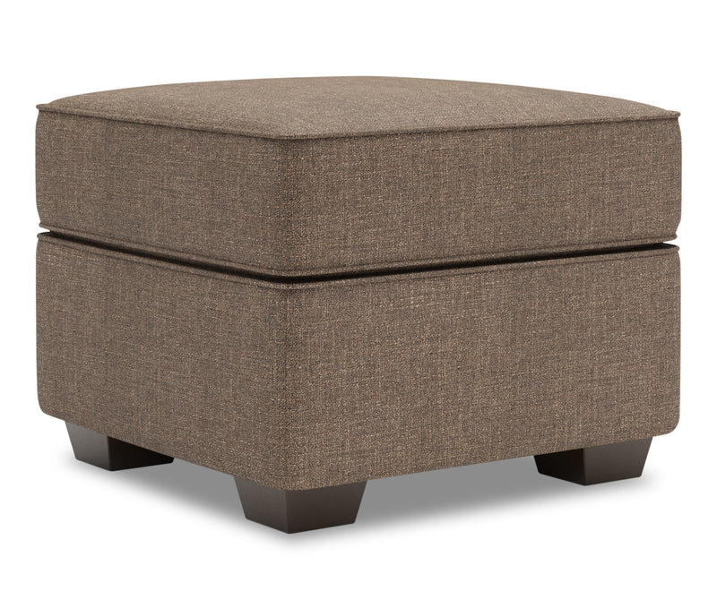 Made in Canada Customizable Sofa Lab Roll 24\" Linen-Look Fabric Ottoman - Luna Praline Brown