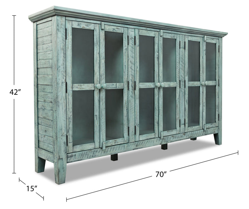 Rocco 70\" 6-Door Large Accent Cabinet - Vintage Blue