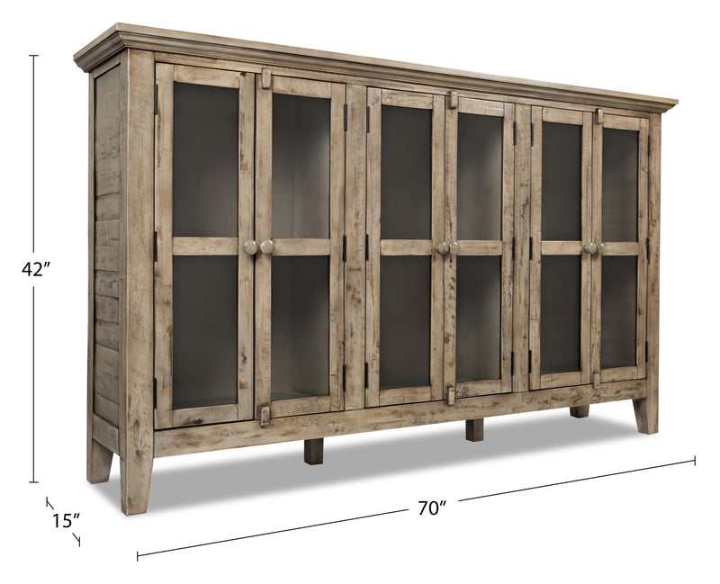Rocco 70\" 6-Door Large Accent Cabinet - Natural Wood