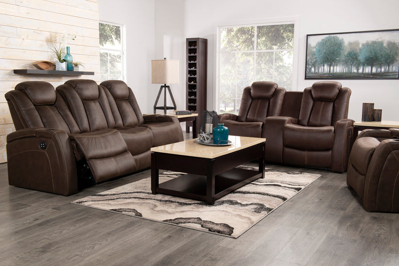 Ross 36\" Faux Suede Fabric Power Reclining Chair with Power Headrest and Dual Cupholders - Chocolate Brown