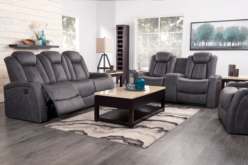 Ross 36\" Faux Suede Fabric Power Reclining Chair with Power Headrest and Dual Cupholders - Pewter Grey