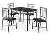 Monarch 5pc Dining Set with Table & 4 Chairs, Metal, 40\"W - Black