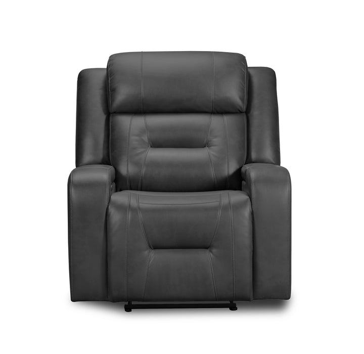 Ryker 36.8\" Leather-Look Fabric Power Reclining Chair with Storage Arms and USB Port - Grey