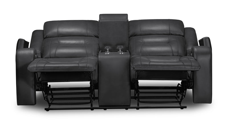 Ryker 72.24\" Faux Leather Power Reclining Loveseat with Storage Console and USB Ports - Grey