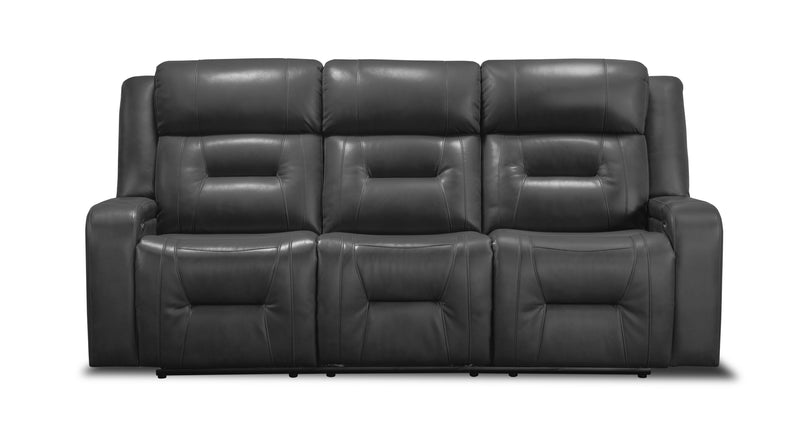 Ryker 82.5\" Faux Leather Power Reclining Sofa with Storage Arms and USB Ports - Grey