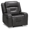 Ryker 36.8\" Leather-Look Fabric Reclining Chair with Storage Arms - Grey