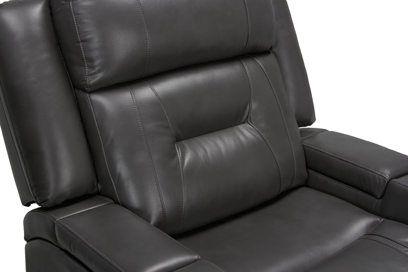 Ryker 36.8\" Leather-Look Fabric Reclining Chair with Storage Arms - Grey