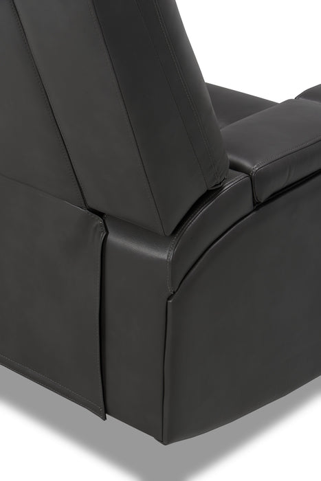 Ryker 36.8\" Leather-Look Fabric Reclining Chair with Storage Arms - Grey