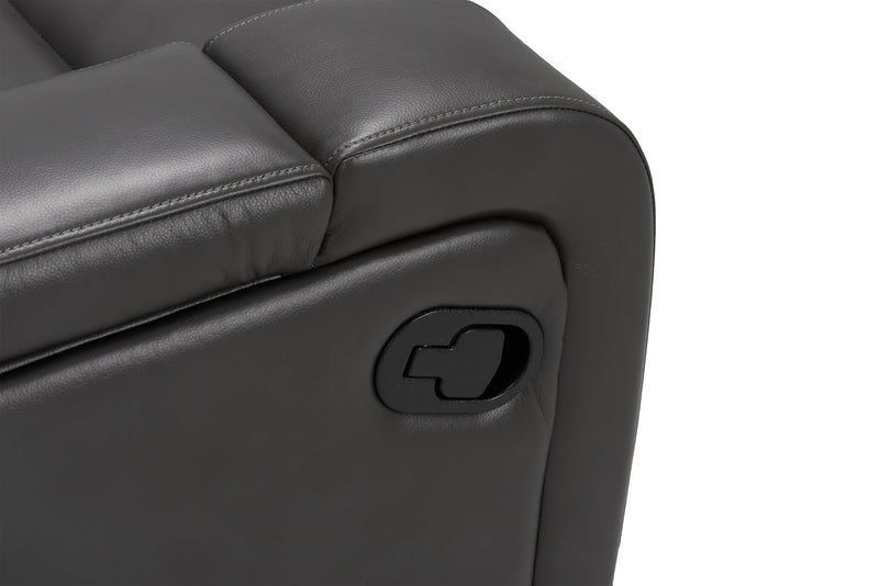 Ryker 72.24\" Leather-Look Fabric Reclining Loveseat with Storage Console - Grey