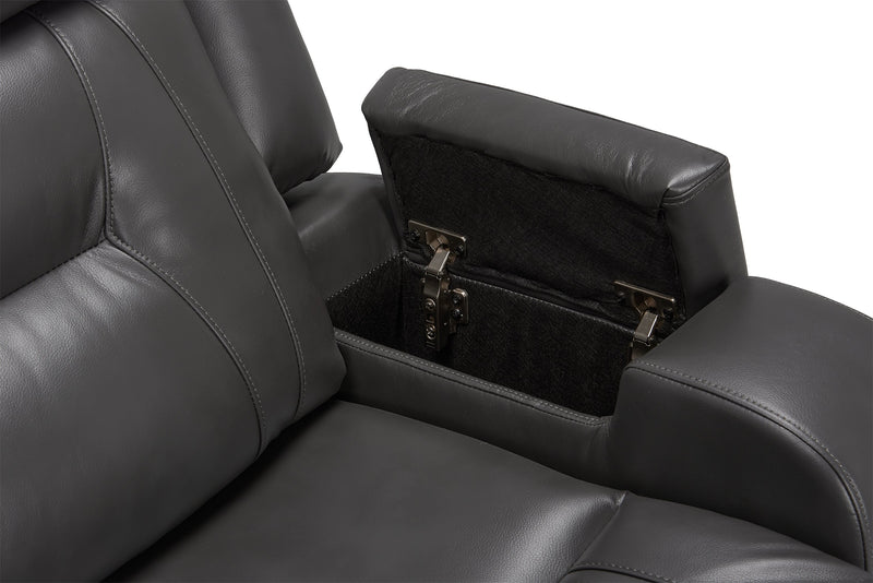 Ryker 82.5\" Faux Leather Reclining Sofa with Storage Arms - Grey