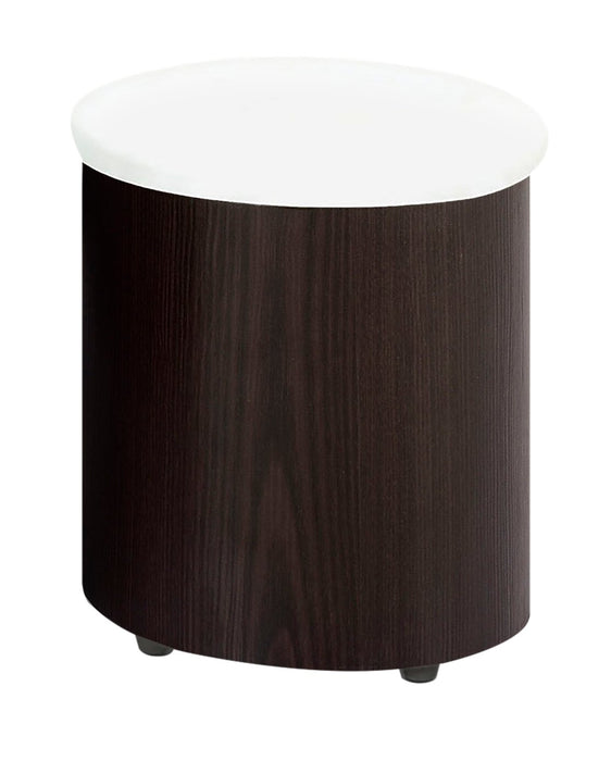 Savon  52.5\" Modern S-shaped 3-Pack Coffee + 2 Ottomans with Storage and Shelf - Dark Walnut Wood and Chrome 