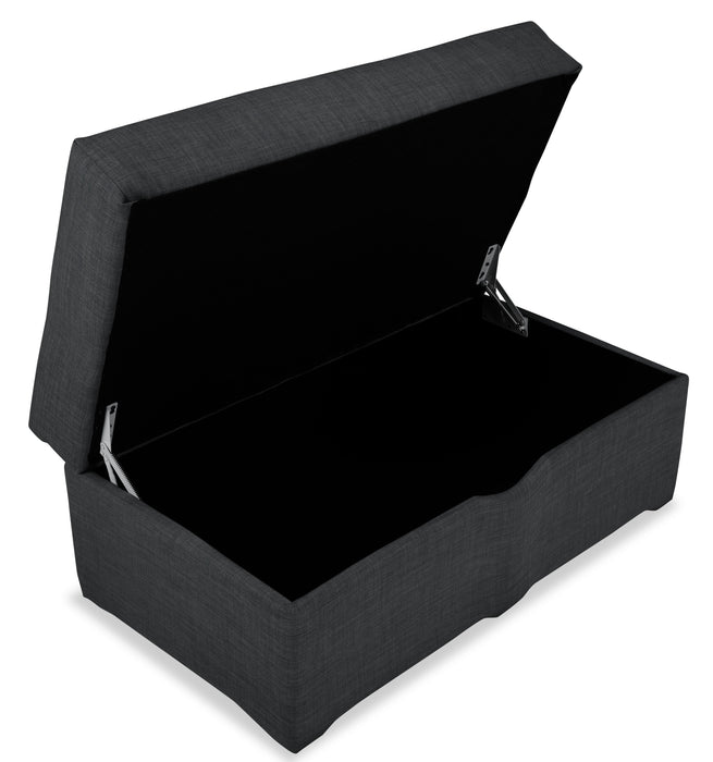 Made in Canada Sawyer 40\" Linen-Look Fabric Storage Ottoman - Charcoal Grey