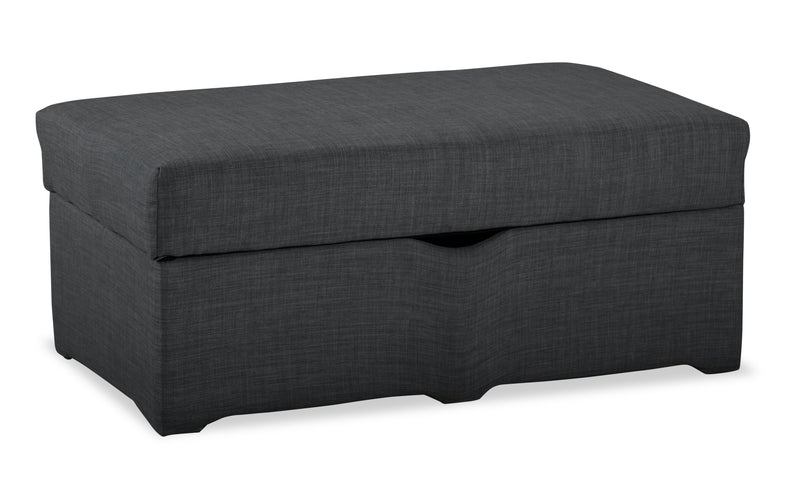 Made in Canada Sawyer 40\" Linen-Look Fabric Storage Ottoman - Charcoal Grey