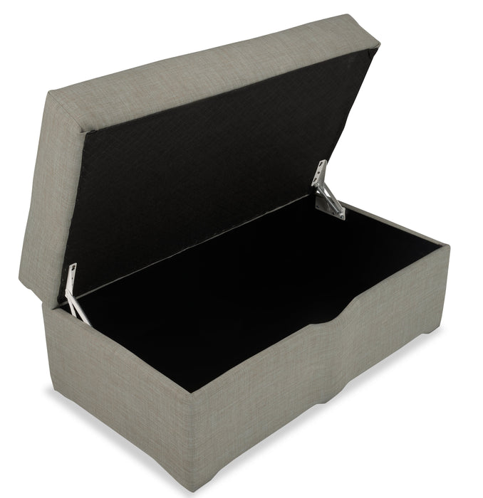 Made in Canada Sawyer 40\" Linen-Look Fabric Storage Ottoman - Light Grey