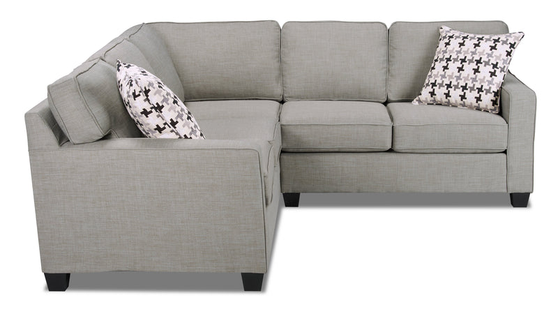 Made in Canada Sawyer 2-Piece Linen-Look Fabric Sectional with Reversible Cushions - Light Grey