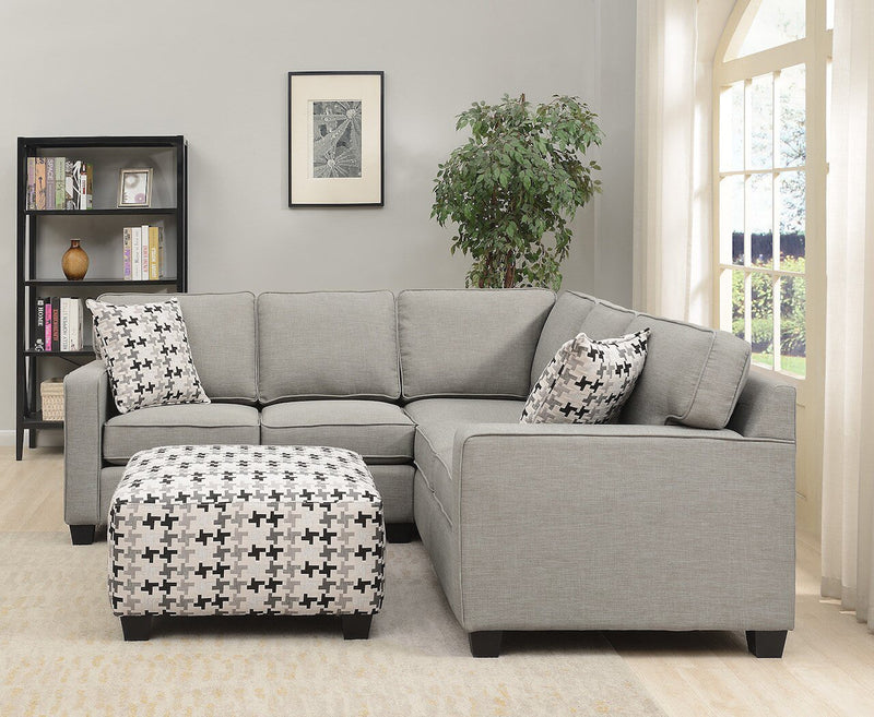 Made in Canada Sawyer 2-Piece Linen-Look Fabric Sectional with Reversible Cushions - Light Grey
