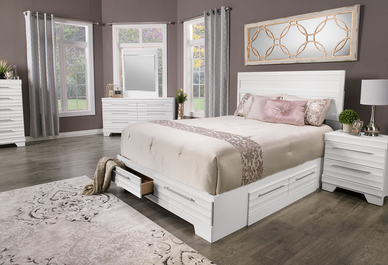Olivia 4-Piece Full Storage Bed and Chest Package – White
