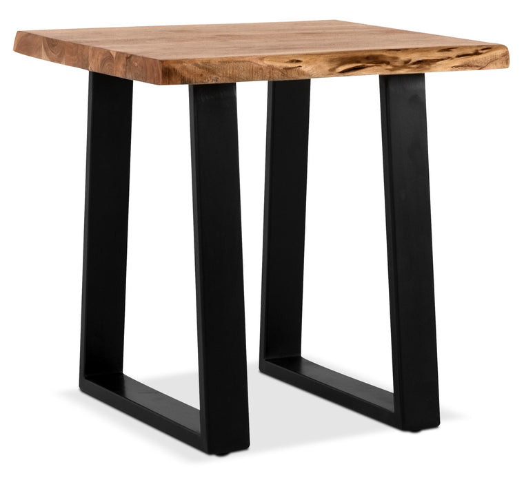 Agra 24\" Rustic End Table - Brown and Black with Iron Legs