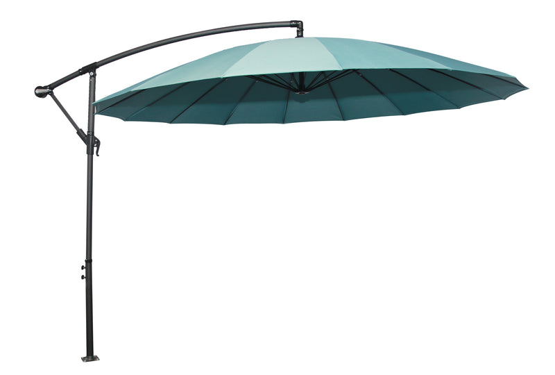Shanghai Outdoor Patio Umbrella - 114\" W x 75\"H, Weather Resistant Aluminum & Fibreglass, Hand Crank - Aqua