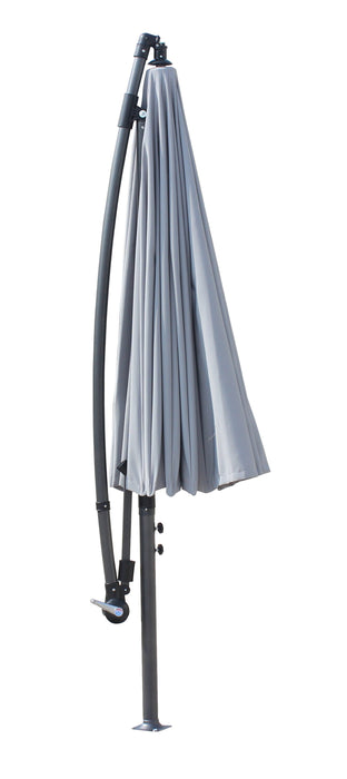 Shanghai Outdoor Patio Umbrella - 114\" W x 75\"H, Weather Resistant Aluminum & Fibreglass, Hand Crank - Grey