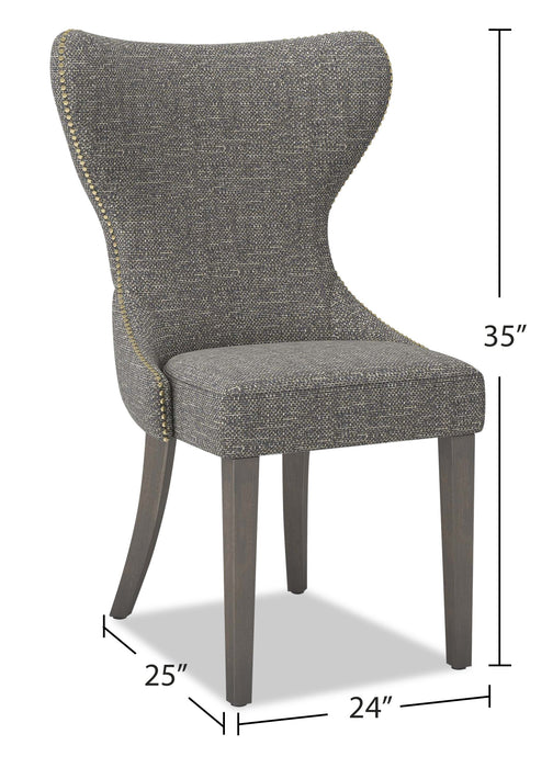 Shea Wing-Back Dining Chair with Linen-Look Fabric, Wood - Grey