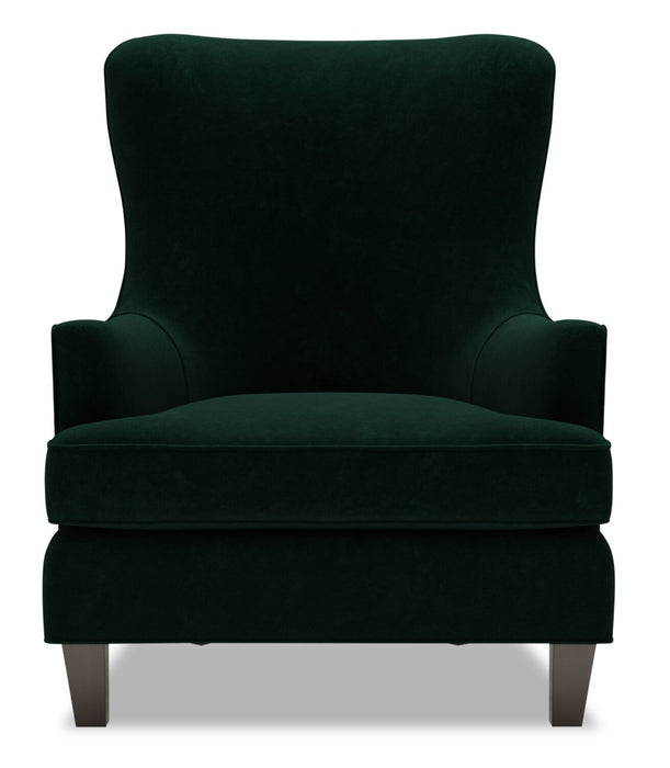 Made in Canada Sofa Lab Customizable Wingback 32\" Velvet Fabric Accent Chair - Hunter Green