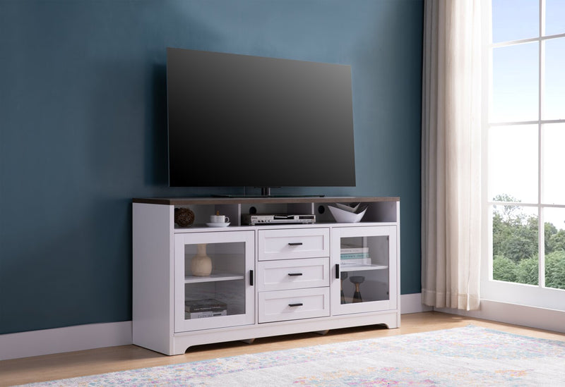 Melody 60\" TV Stand with Storage and Cable Management for TVs up to 65\"- White