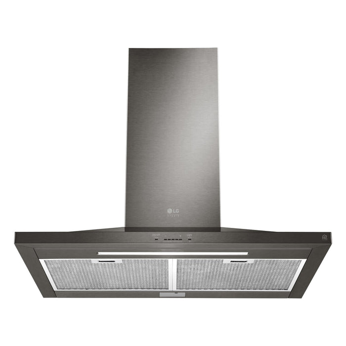 LG Studio 30\" 600 CFM Smart Wall-Mount Chimney Hood - Black Stainless Steel - LSHD3089BD