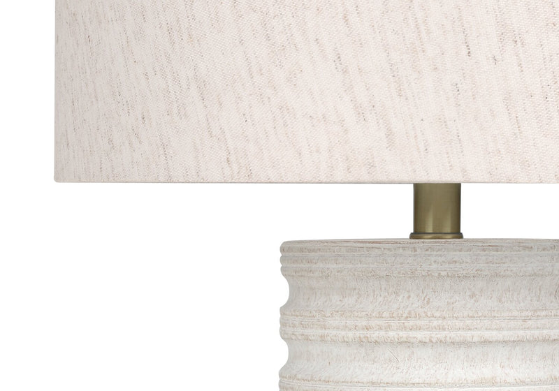 28\" Cream Textured Resin Table Lamp with Ivory Shade