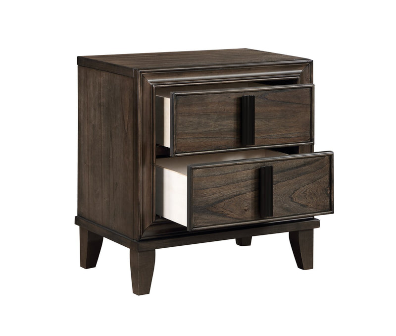 Kane 6pc Bedroom Set with Storage Bed, Dresser, Mirror & Nightstand, Vegan Leather, Brown - King Size