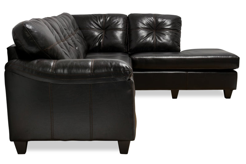Made in Canada Addison 2-Piece Right-Facing Leather-Look Fabric Sectional with Removable Seat Cushions - Blackberry