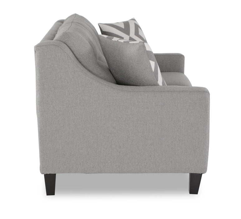 Made in Canada Cindy Crawford Home Kylie 55\" Linen-Look Loveseat with Wood Legs - Zeus Grey