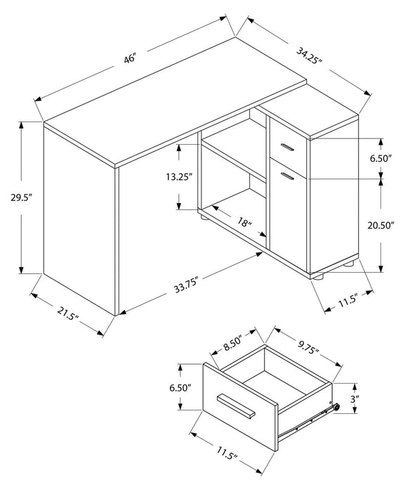 Zoey 46\" L-Shaped Office Desk with Cubbies, Drawer & Cabinet - White