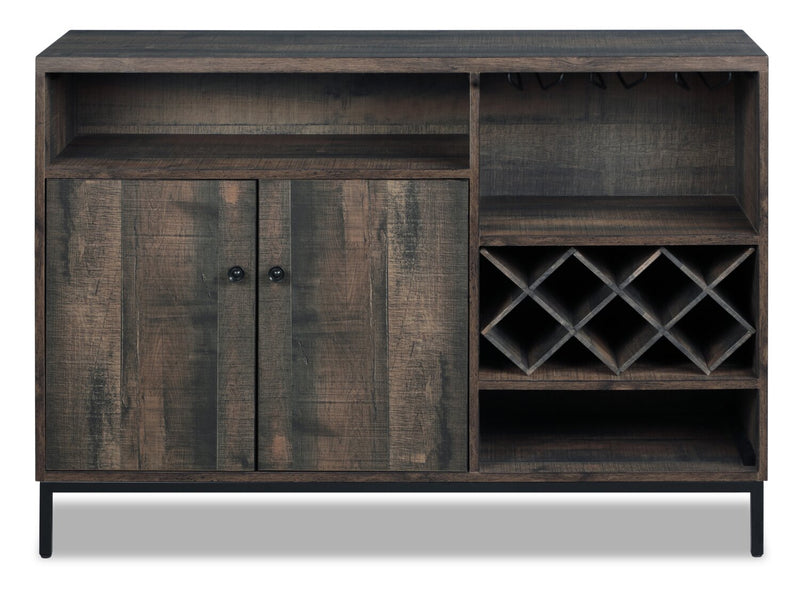 Amos Dining Server with Storage & Built-In Wine Rack, 45\"W - Distressed Brown